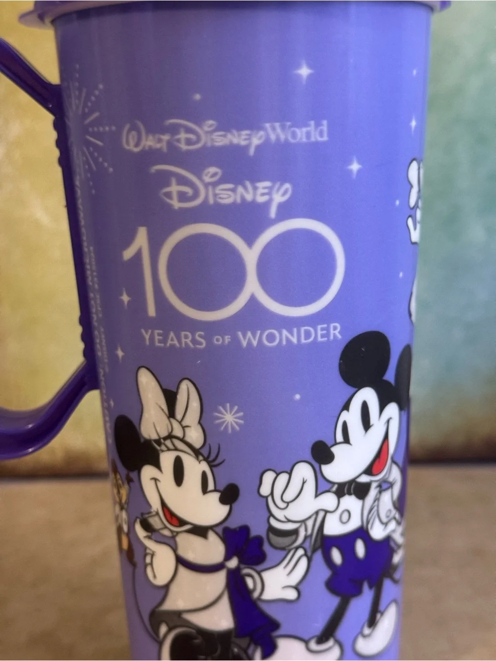 Disney Purple Mickey Mouse 100 Years Travel Tumbler